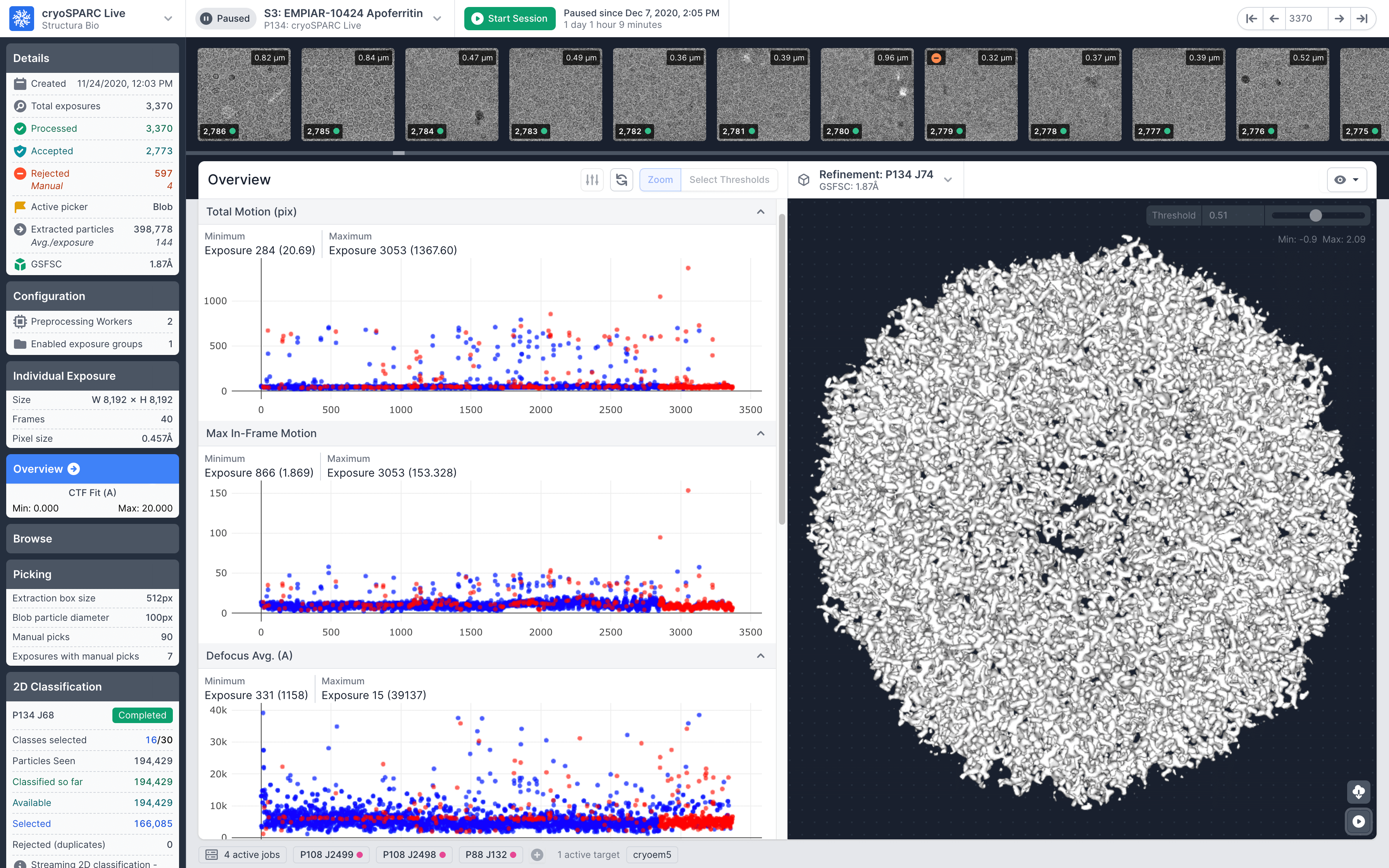 crySPARC Live user interface
